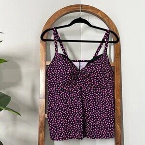 Swimsuits For All 20 Black Pink Spot Underwire Tankini Top NEW